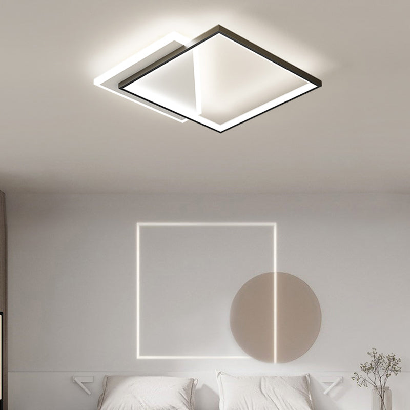 Metal cuadrado de la forma de la luz de techo de color moderno estilo moderno 2 luces de montaje de iluminación en negro