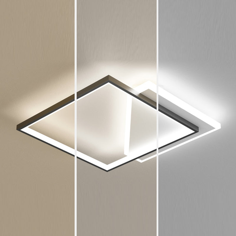 Metal cuadrado de la forma de la luz de techo de color moderno estilo moderno 2 luces de montaje de iluminación en negro