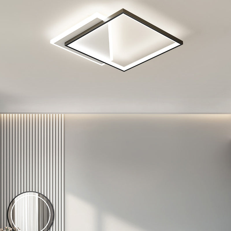 Metal cuadrado de la forma de la luz de techo de color moderno estilo moderno 2 luces de montaje de iluminación en negro