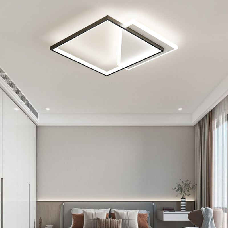 Metal cuadrado de la forma de la luz de techo de color moderno estilo moderno 2 luces de montaje de iluminación en negro