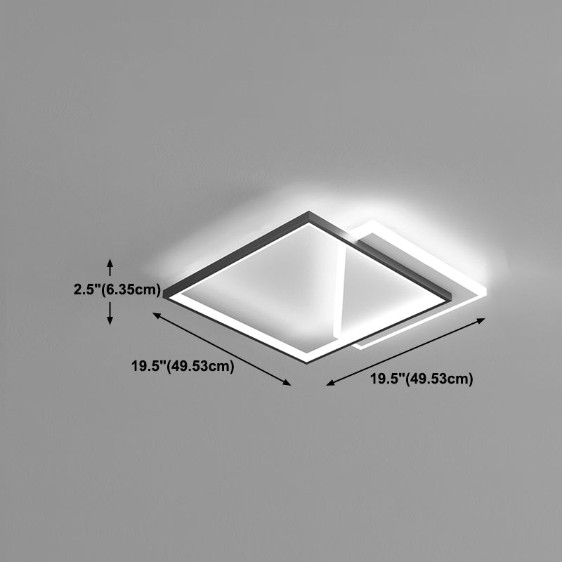 Metal cuadrado de la forma de la luz de techo de color moderno estilo moderno 2 luces de montaje de iluminación en negro