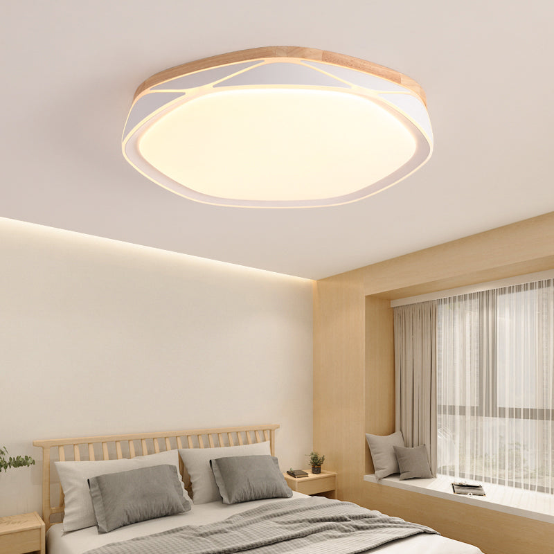 Plafonnier encastré en bois de forme géométrique, éclairage encastré moderne à 1 lumière en marron