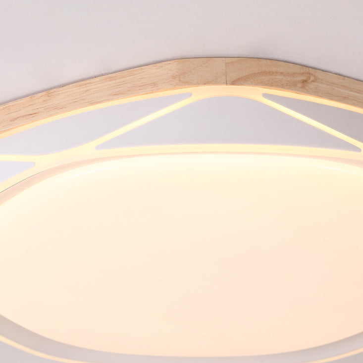 Plafonnier encastré en bois de forme géométrique, éclairage encastré moderne à 1 lumière en marron