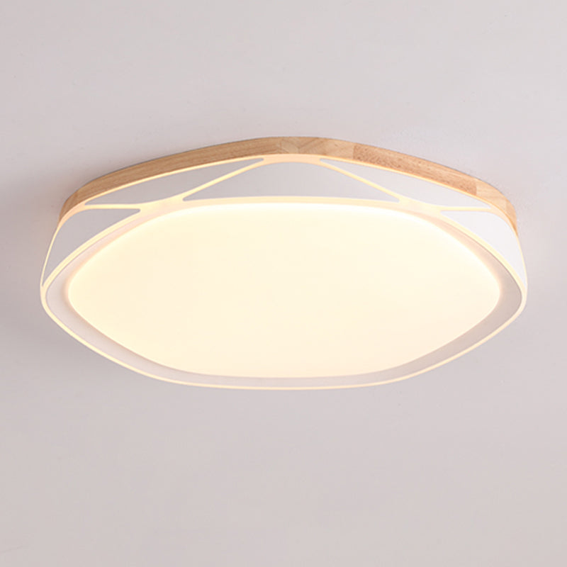 Plafonnier encastré en bois de forme géométrique, éclairage encastré moderne à 1 lumière en marron