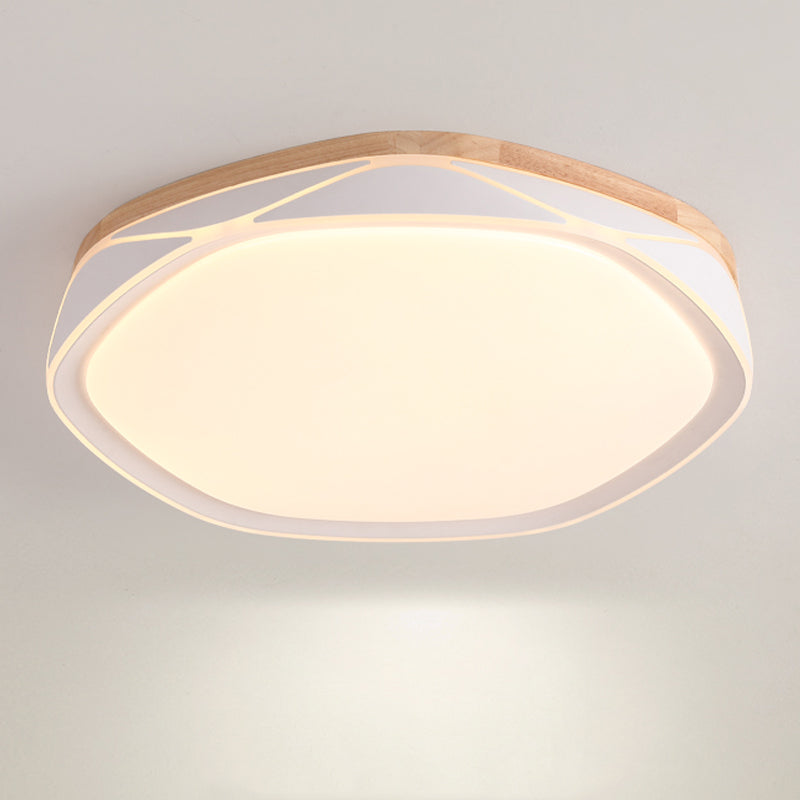 Plafonnier encastré en bois de forme géométrique, éclairage encastré moderne à 1 lumière en marron