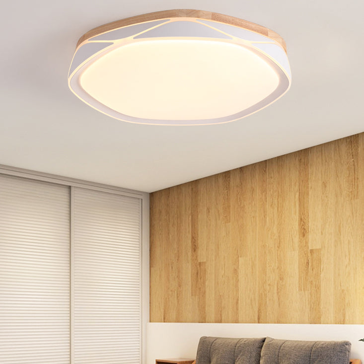 Plafonnier encastré en bois de forme géométrique, éclairage encastré moderne à 1 lumière en marron