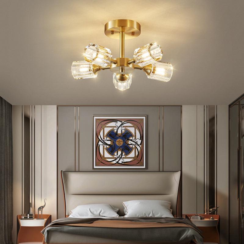 Crystal Geometrische Flush Plafond Licht Modern Multi-Lights Flush Mount Verlichting in Brass