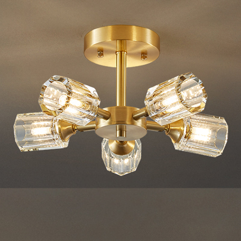 Crystal Geometrische Flush Plafond Licht Modern Multi-Lights Flush Mount Verlichting in Brass