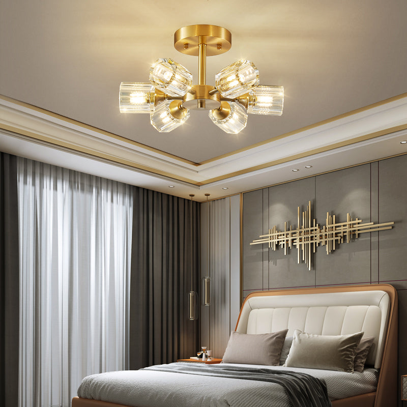Crystal Geometrische Flush Plafond Licht Modern Multi-Lights Flush Mount Verlichting in Brass