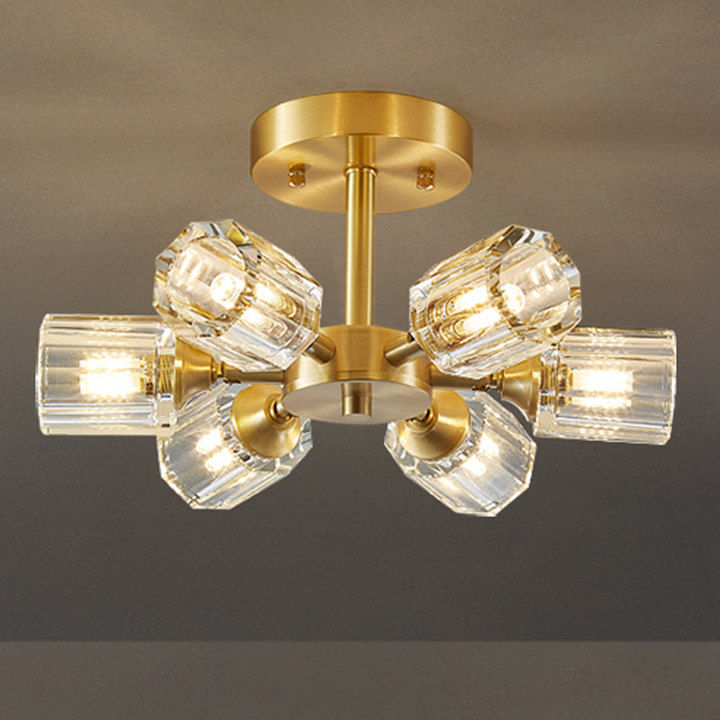 Crystal Geometrische Flush Plafond Licht Modern Multi-Lights Flush Mount Verlichting in Brass