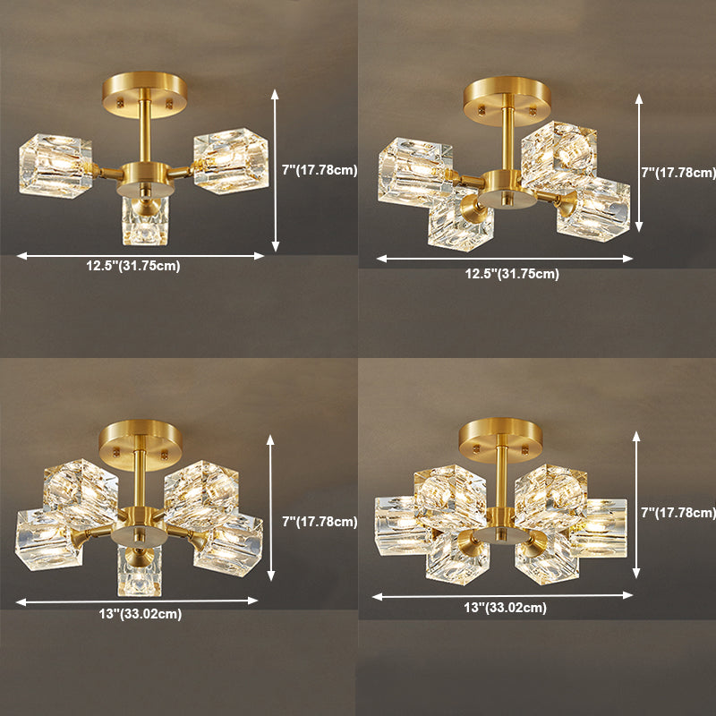 Crystal Geometrische Flush Plafond Licht Modern Multi-Lights Flush Mount Verlichting in Brass
