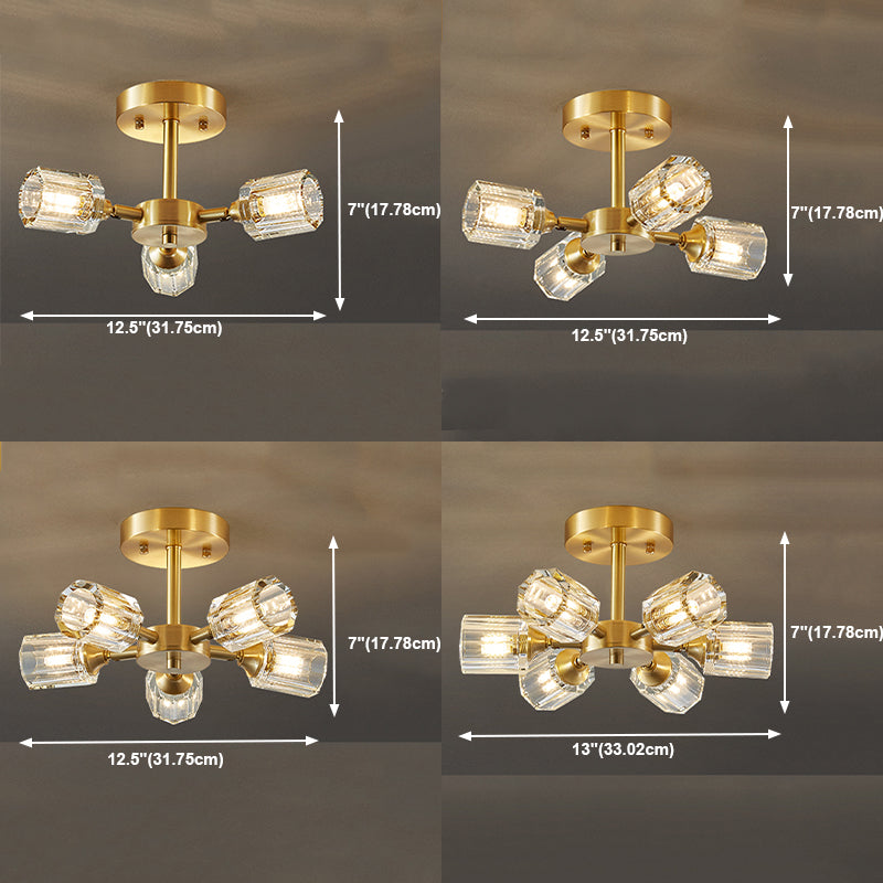 Crystal Geometrische Flush Plafond Licht Modern Multi-Lights Flush Mount Verlichting in Brass