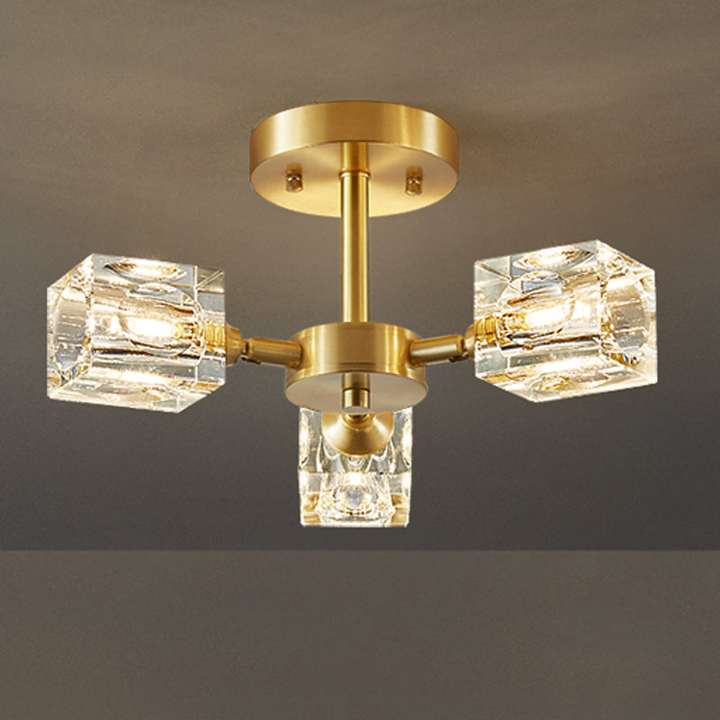 Crystal Geometrische Flush Plafond Licht Modern Multi-Lights Flush Mount Verlichting in Brass