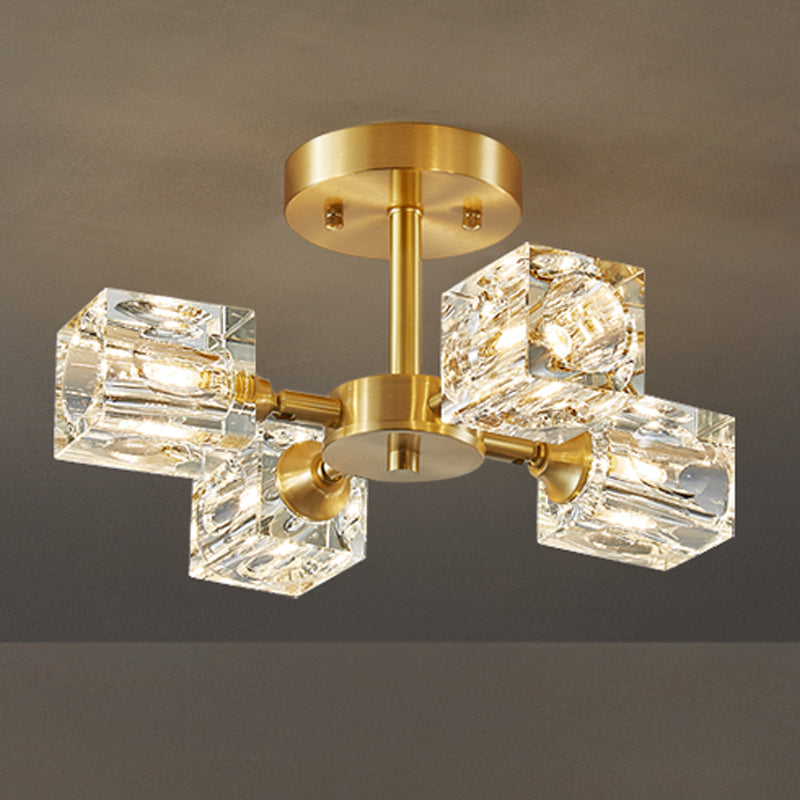 Crystal Geometrische Flush Plafond Licht Modern Multi-Lights Flush Mount Verlichting in Brass