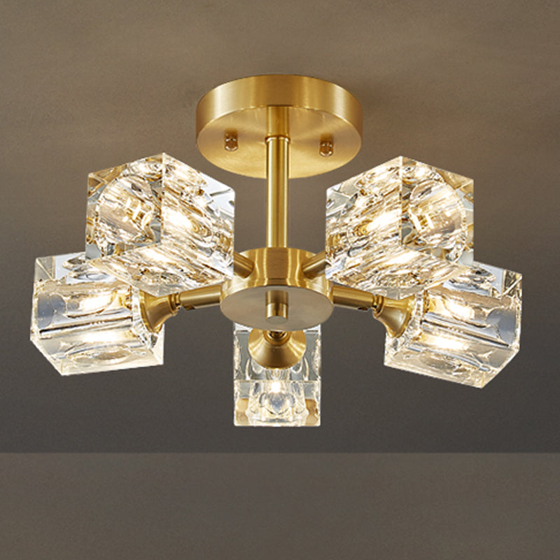 Crystal Geometrische Flush Plafond Licht Modern Multi-Lights Flush Mount Verlichting in Brass