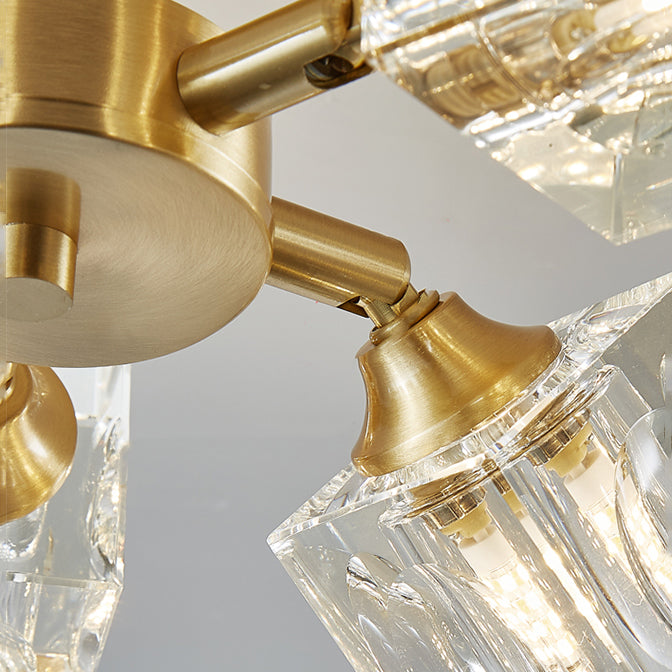 Crystal Geometrische Flush Plafond Licht Modern Multi-Lights Flush Mount Verlichting in Brass
