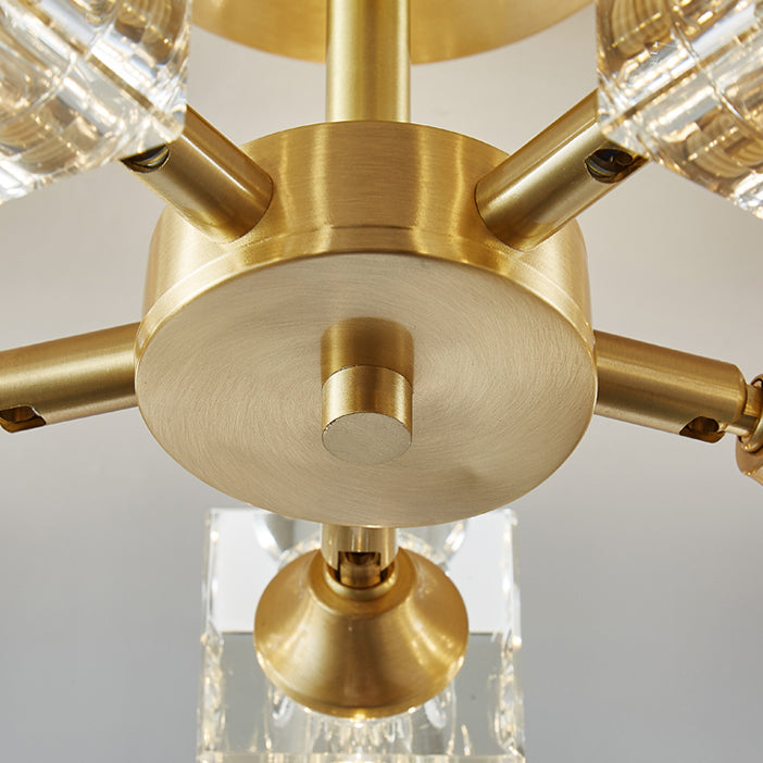 Crystal Geometrische Flush Plafond Licht Modern Multi-Lights Flush Mount Verlichting in Brass