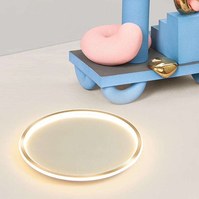 Iluminación integrada de una sola luz moderna con techo circular metálico