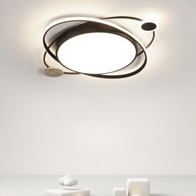 Metal Round Shape Flush Ceiling Light Modern Style 3 Lights Flush Mount Lighting