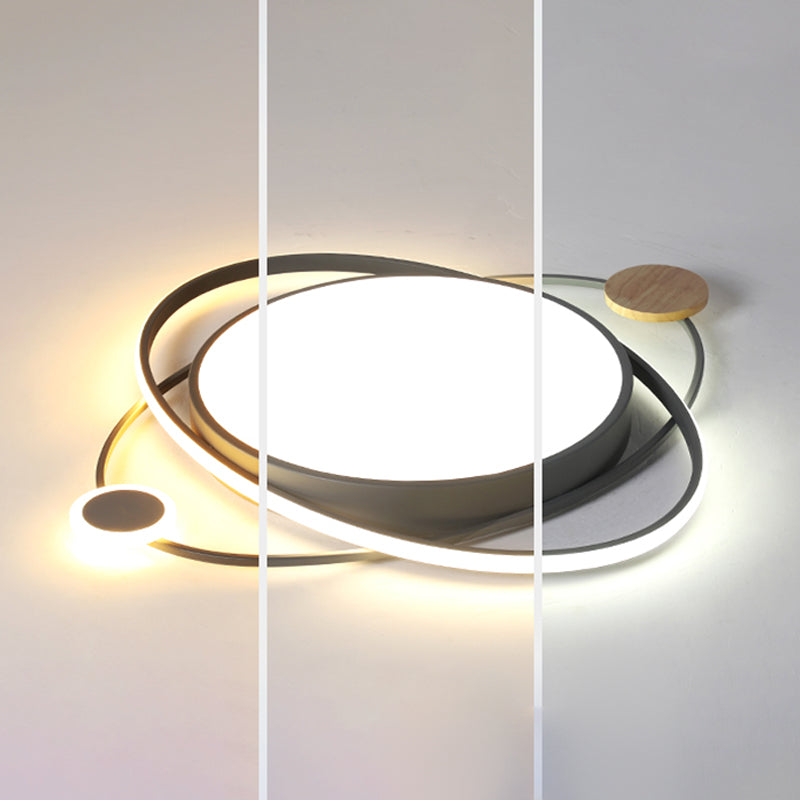Metal Round Shape Flush Ceiling Light Modern Style 3 Lights Flush Mount Lighting