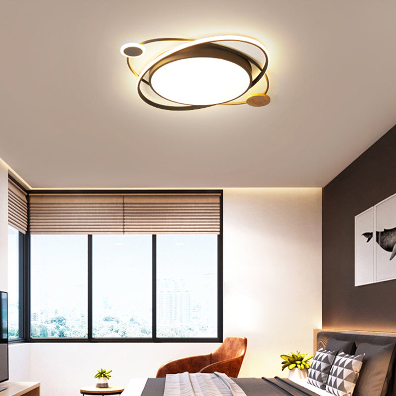 Metal Round Shape Flush Ceiling Light Modern Style 3 Lights Flush Mount Lighting