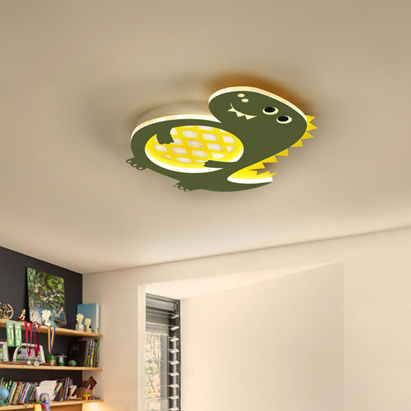 Metal Round Shade Flush Ceiling Light Kid Style 1-Light Flush Mount Fixture