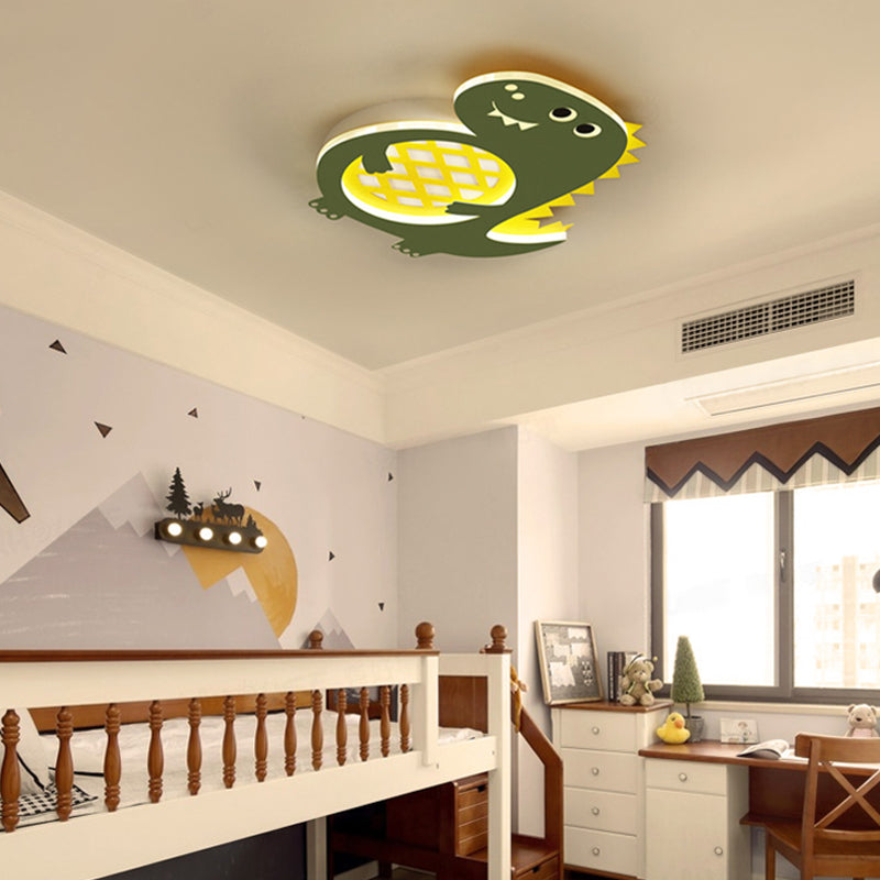 Metal Round Shade Flush Ceiling Light Kid Style 1-Light Flush Mount Fixture