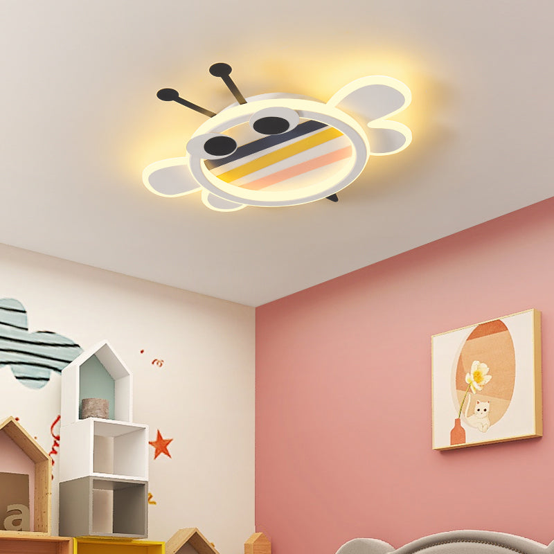 Plafonnier affleurant à abat-jour unique en métal, style enfant, luminaire multi-lumières