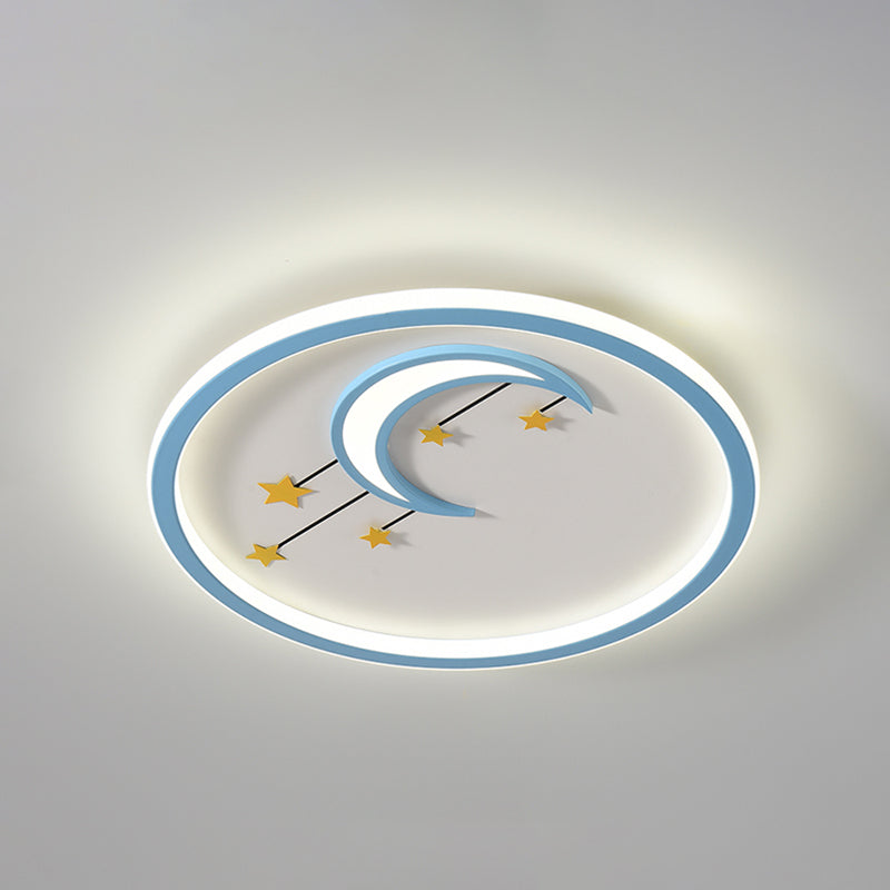 Plafonnier affleurant à abat-jour unique en métal, style enfant, luminaire multi-lumières