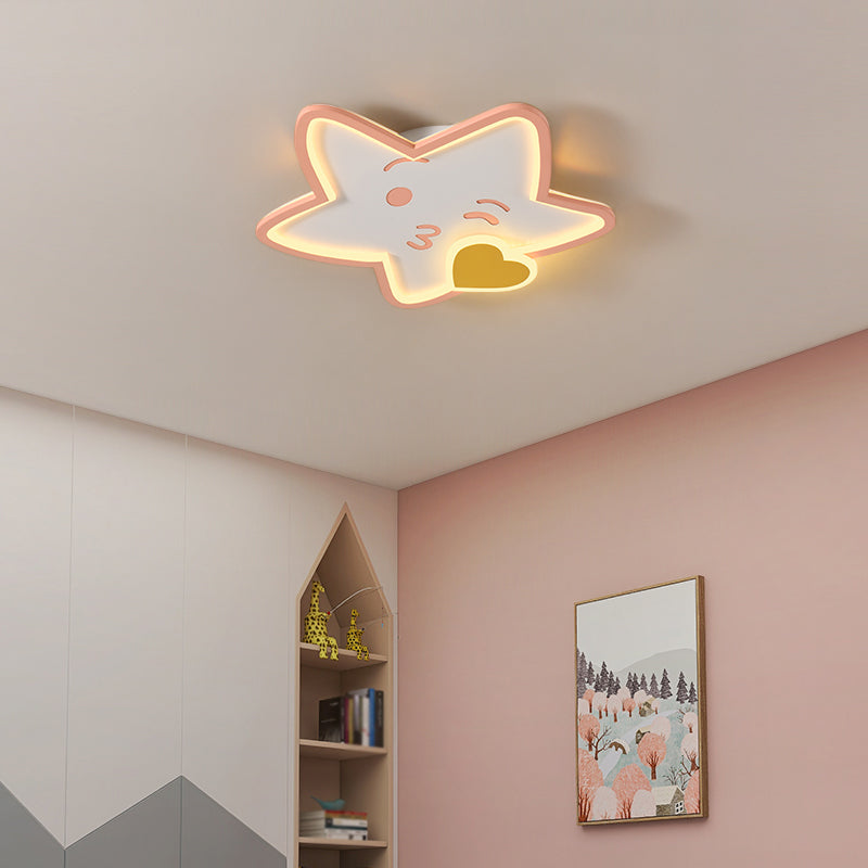 Plafonnier affleurant à abat-jour unique en métal, style enfant, luminaire multi-lumières