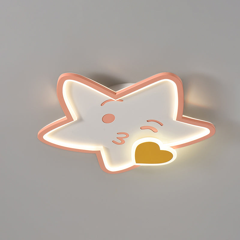 Plafonnier affleurant à abat-jour unique en métal, style enfant, luminaire multi-lumières