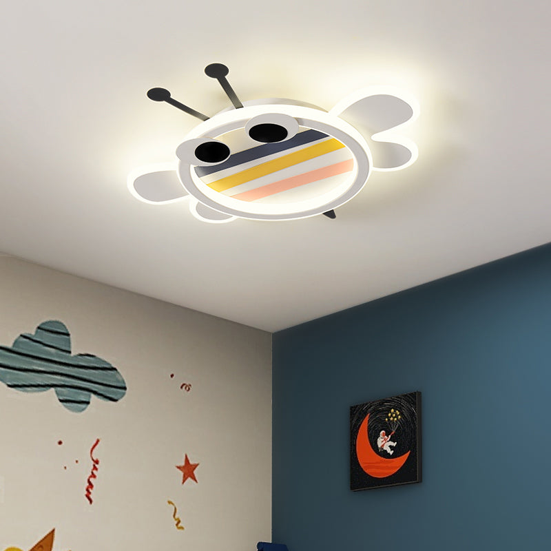 Plafonnier affleurant à abat-jour unique en métal, style enfant, luminaire multi-lumières