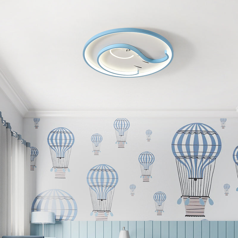 Plafonnier affleurant à abat-jour unique en métal, style enfant, luminaire multi-lumières