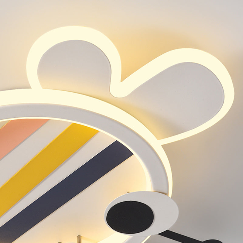 Plafonnier affleurant à abat-jour unique en métal, style enfant, luminaire multi-lumières