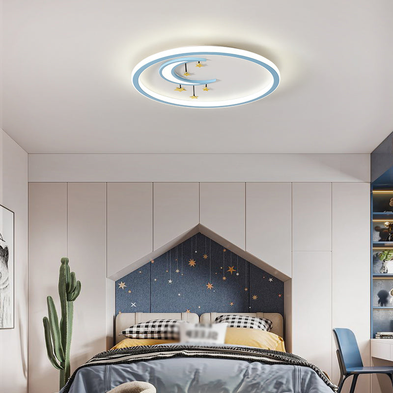 Plafonnier affleurant à abat-jour unique en métal, style enfant, luminaire multi-lumières