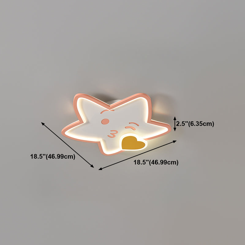 Plafonnier affleurant à abat-jour unique en métal, style enfant, luminaire multi-lumières