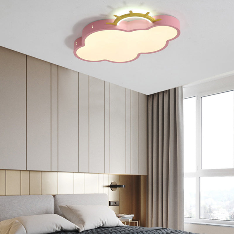Metal Cloud Shade Flush Ceiling Light Kid Style 2 Lights Flush Mount Fixture