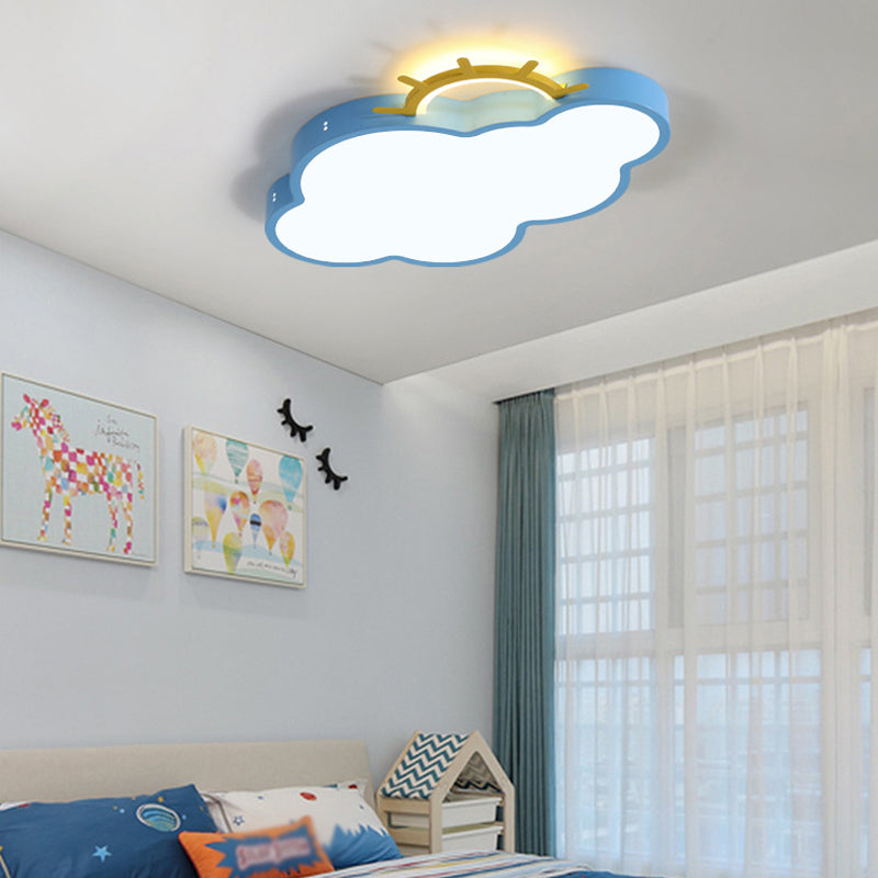 Metal Cloud Shade Flush Ceiling Light Kid Style 2 Lights Flush Mount Fixture
