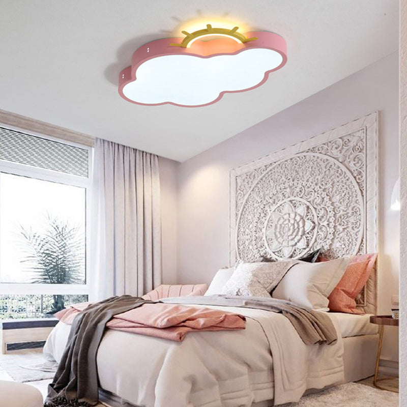 Metal Cloud Shade Flush Ceiling Light Kid Style 2 Lights Flush Mount Fixture