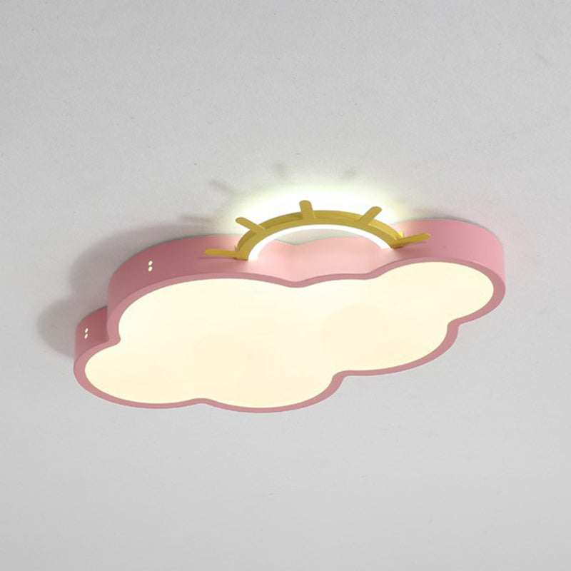 Metal Cloud Shade Flush Ceiling Light Kid Style 2 Lights Flush Mount Fixture