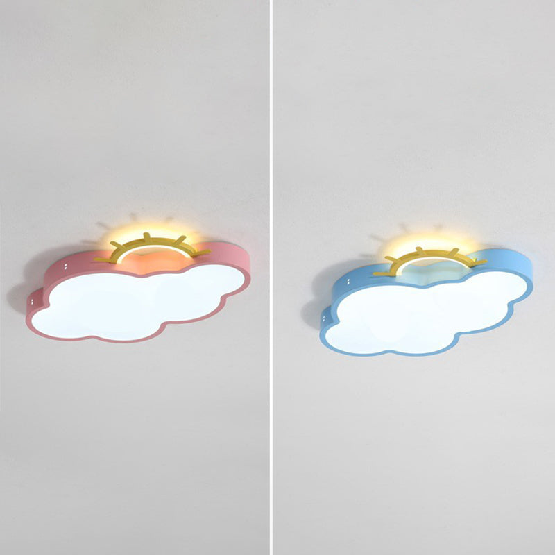 Metal Cloud Shade Flush Ceiling Light Kid Style 2 Lights Flush Mount Fixture