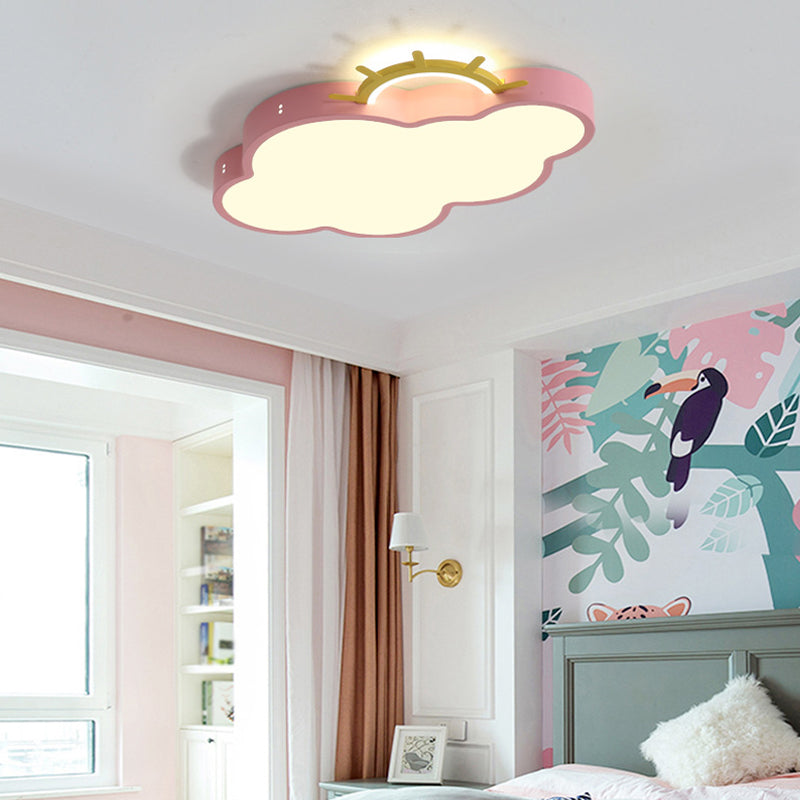 Metal Cloud Shade Flush Ceiling Light Kid Style 2 Lights Flush Mount Fixture