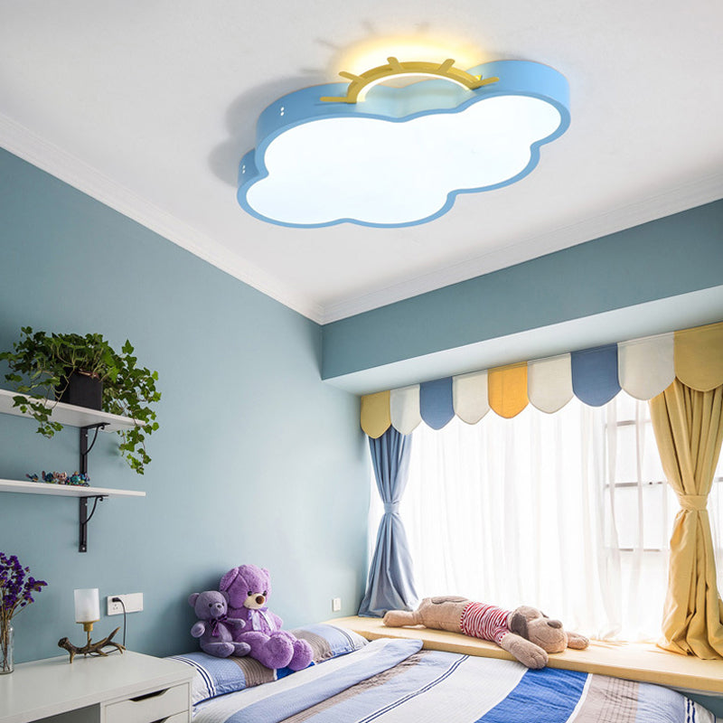 Metal Cloud Shade Flush Ceiling Light Kid Style 2 Lights Flush Mount Fixture