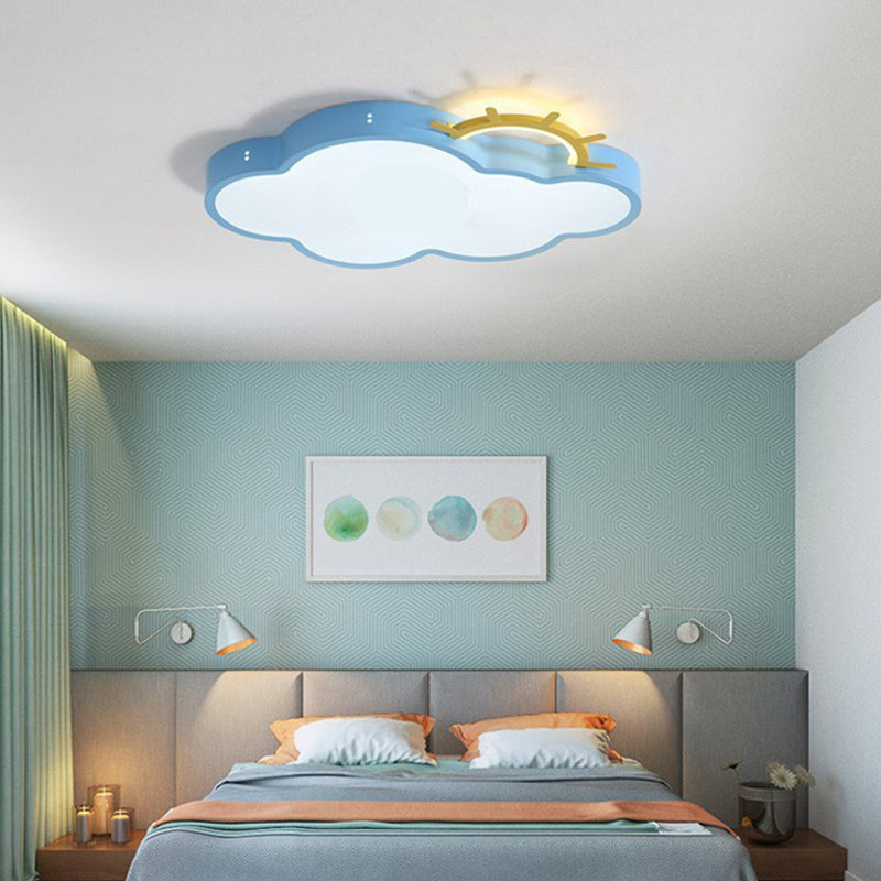 Metal Cloud Shade Flush Ceiling Light Kid Style 2 Lights Flush Mount Fixture