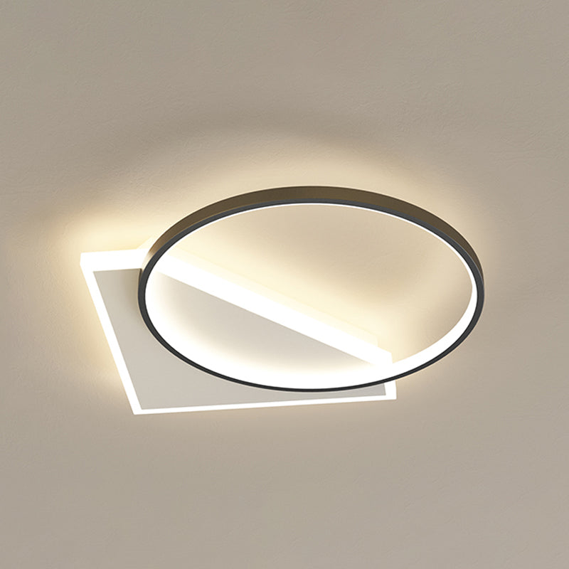 Luz del techo geométrico de la luz del techo de la luz moderna 2 luces de montaje del montaje en negro