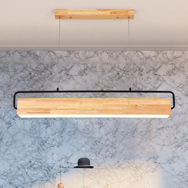 Estilo moderno rectangle colgante de madera ligera 1 lámpara de luz de luz