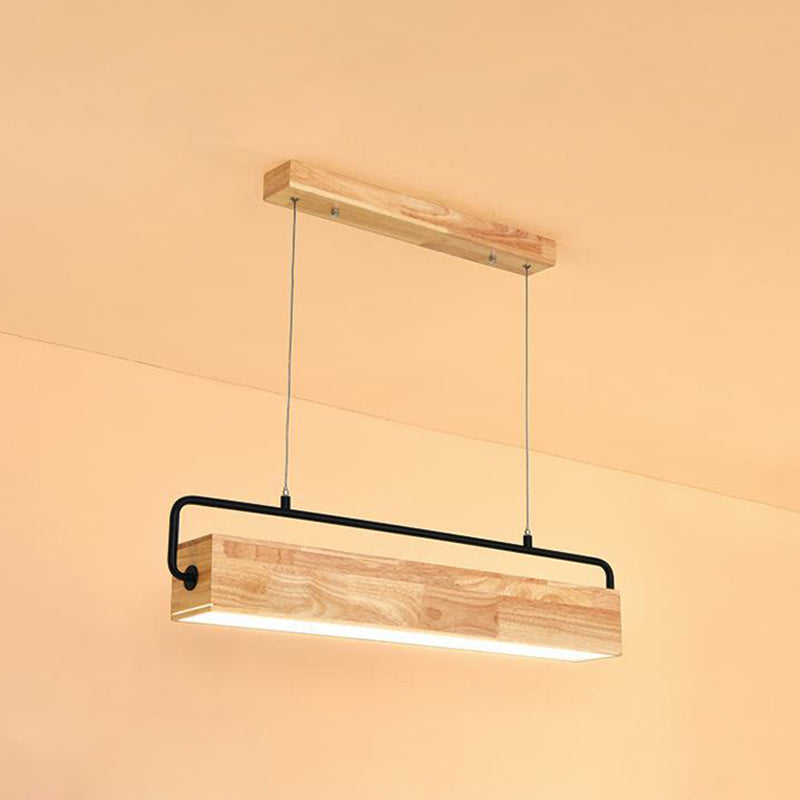 Estilo moderno rectangle colgante de madera ligera 1 lámpara de luz de luz