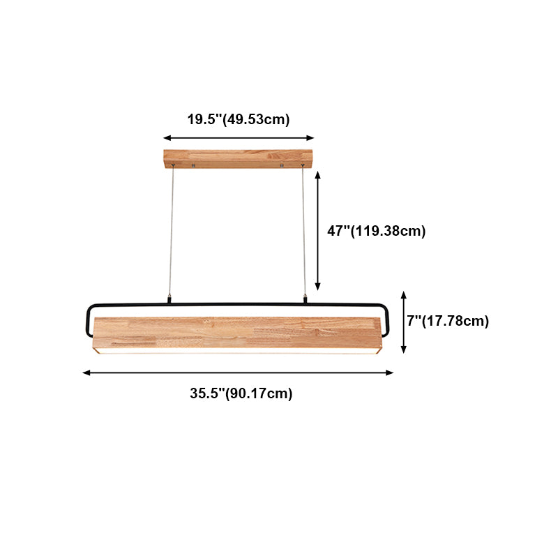 Estilo moderno rectangle colgante de madera ligera 1 lámpara de luz de luz