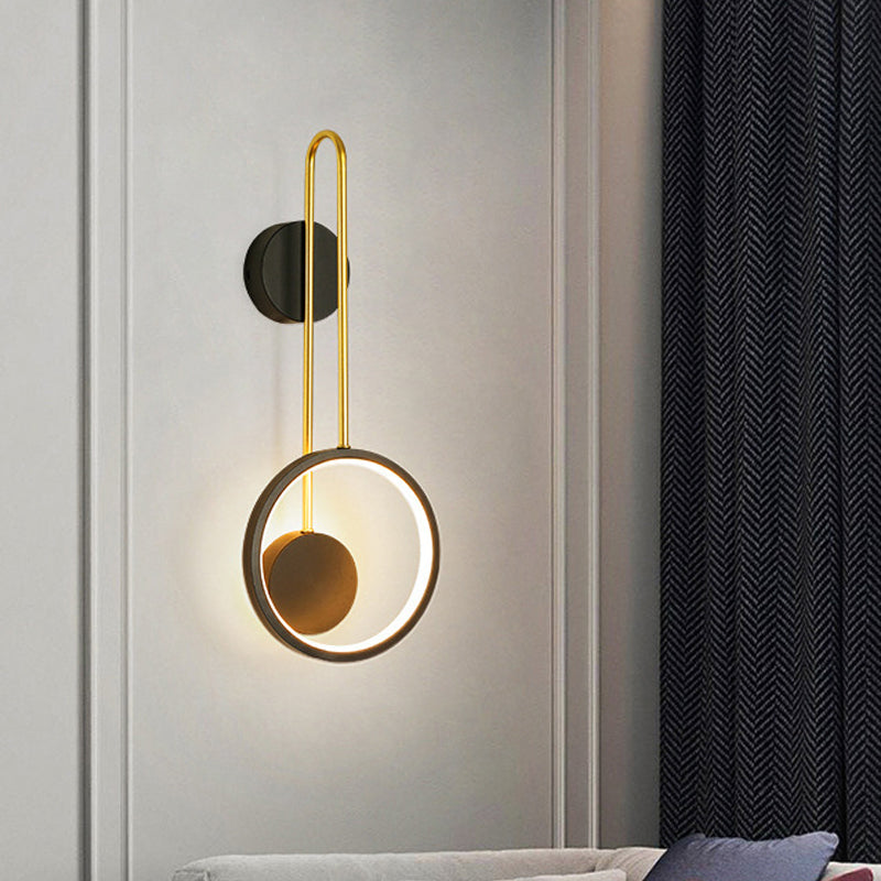 Metal Round Wall Mounted Lamps Modern Style 1 Light Wall Lighting Fixtures