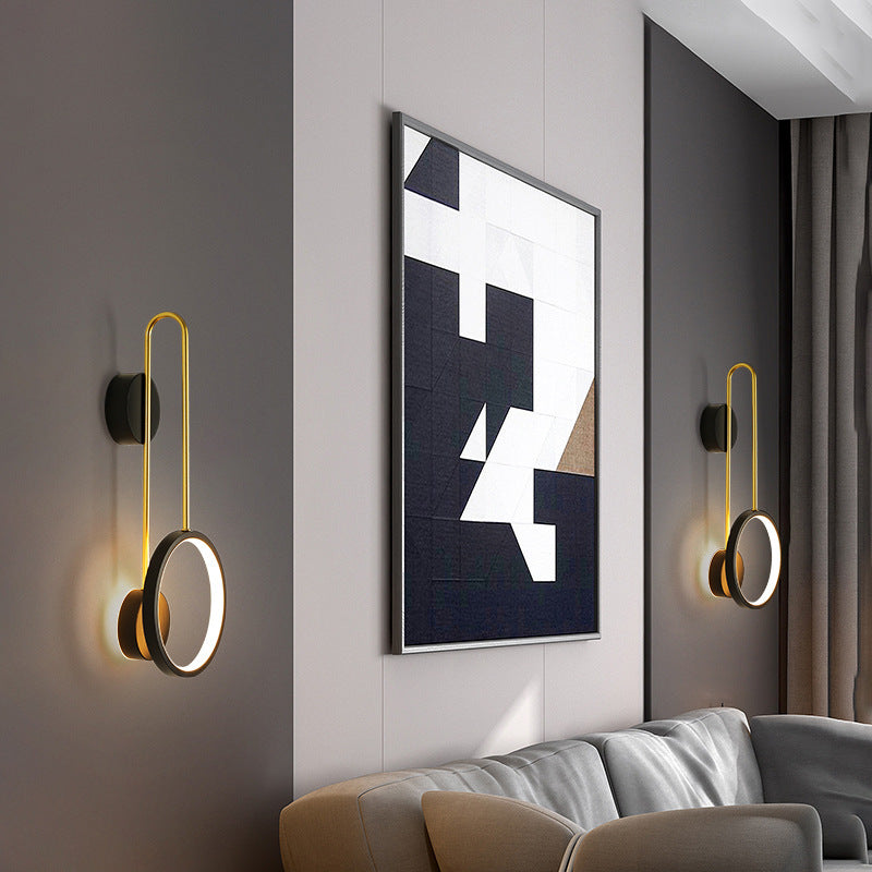 Metal Round Wall Mounted Lamps Modern Style 1 Light Wall Lighting Fixtures